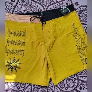 Volcom Mustard and Black Board Shorts